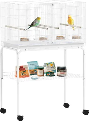 Produktbild von Vogelkäfig, Trennfunktion, einfache Mobilität, langlebige Konstruktion, Weiß, 76x46x116 cm