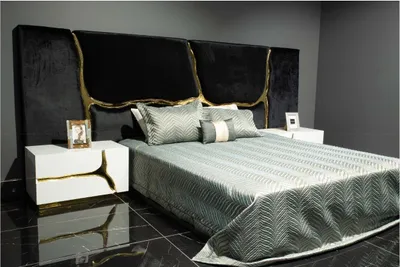 Zdjęcie produktu dla Schlafzimmer Garnitur Doppelbett Luxus Bett Nachttische Modern Schwarz