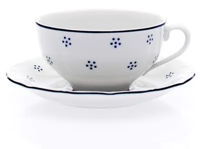 Produktbild von Tasse und Untertasse für Tee, Tschechisches Porzellan, Verona, 250 ml, blaue Valbella, G. Benedikt