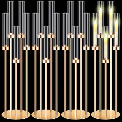 Immagine prodotto di Candeliere, candeliere a 5 bracci, candeliere a candelabro dorato da 108 cm, set di candelieri, per matrimoni, cene di coppia a lume di candela.