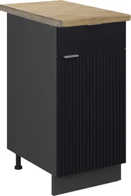 Image de Meuble cuisine Vicco Fame-Line Noir rayé 40cm , PT Chêne, Model 50632