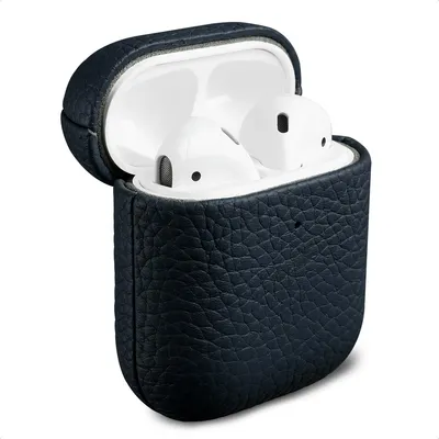 Image de Étui Accezz Echt Leren pour Apple AirPods 1 / 2 - Bleu foncé