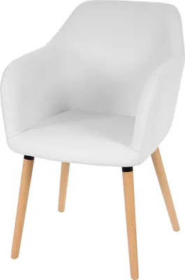 Produktbild von Esszimmerstuhl Vaasa T381, Stuhl Küchenstuhl, Retro 50er Jahre Design Kunstleder, weiß, helle Beine