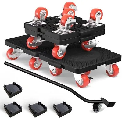 Image de Roulettes de transport d'une capacité de 500 kg, 5 roues robustes en acier, pour déménagements et rénovations