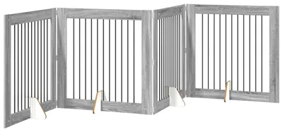 Image de vidaXL : Barrière pliante pour chien avec supports, 4 pièces, couleur Sonoma, 401 cm