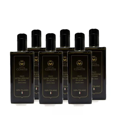 Image de Oleum Comitis - Huile d'olive extra vierge 100 % italienne - Gamme Premium, bouteille en coffret cadeau - 6 x 500 ml