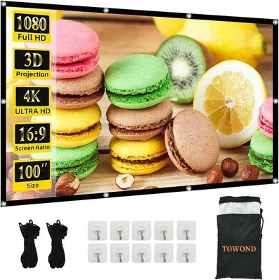 Produktbild von Famanu Projektionsschirm 100 Zoll 4K HD - Faltbar und Tragbar für Innen und Außen