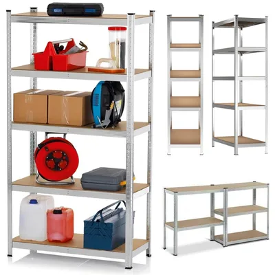 Image de Étagère de stockage – Étagère de forte capacité – 5 niveaux – Étagères réglables – Charge totale : 875 kg – 175 kg par étagère – Acier galvanisé – 180 x 90 x 40 cm
