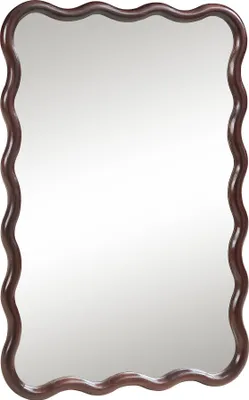 Produktbild von Wandspiegel 'Porloskid' Paulowniaholz und MDF in Wellenform 90 x 60 cm Dunkelbraun