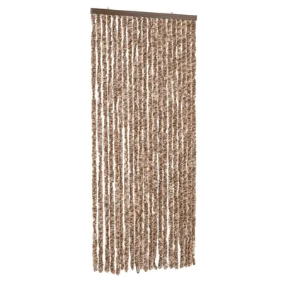Image de vidaXL Rideau anti-mouches beige et brun foncé 90x200 cm chenille