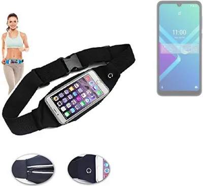 Produktbild von K-S-Trade Jogging-Armband kompatibel mit Wiko Y82 Gürteltasche Umhängetasche Bauchtasche schwarz Sport Running Jogging Fitness Laufen Exercise