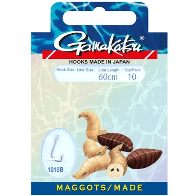 Produktbild von Gamakatsu Maggots 1010B 60cm Hooks - 10 gebundene Angelhaken, Hakengröße/Schnurdurchmesser:Gr. 12 / 0.12mm