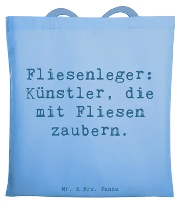Produktbild von Mr. & Mrs. Panda dokumententasche Spruch Fliesenleger Künstler - Sky Blue - Geschenk, Shopping Tasche, Handwerksstolz, Berufspassion, Fliesenzauber, festival, Beruf