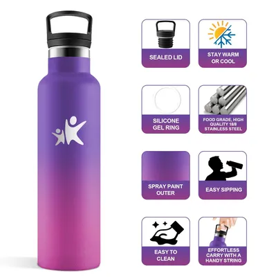 Obrázek produktu pro JAPORIA, nerezová ocelová láhev na pití, objem 750 ml, s těsněním zabraňujícím úniku, bez BPA, láhev na vodu