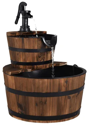 Gartenbrunnen Holzfass 44,5 cm mit Pumpe