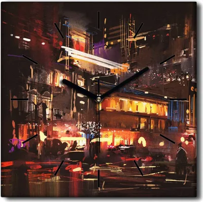 Produktbild von Coloray Uhr auf Leinwand 30x30 cm Wand Uhr Dekoration Wohnzimmer Segeltuch schwarze Hände -Shops City Streets.