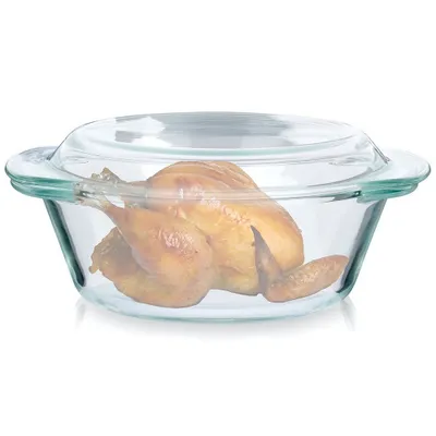 Immagine prodotto di Pirofila tonda in vetro borosilicato con coperchio, lavabile in lavastoviglie