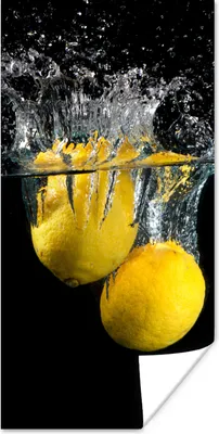 Produktbild von MuchoWow® Poster Zitrone - Frucht - Stilleben - Wasser - Gelb 40x80 cm - Dekoration