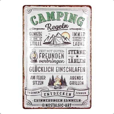 Image de Nostalgic-Art - Panneau en tôle 20 x 30 cm - Règles du camping
