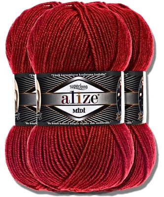 Immagine prodotto di Alize 3x 100g Superlana Midi, filato, tinta unita, adatto per uncinetto e maglia (56)