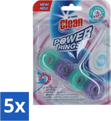 Produktbild von At Home - Clean - Toilettenblock - Power Rings - Reiner Lavendel - Extra Stark - 1 Block - Vorteilspack - 5 Stücke