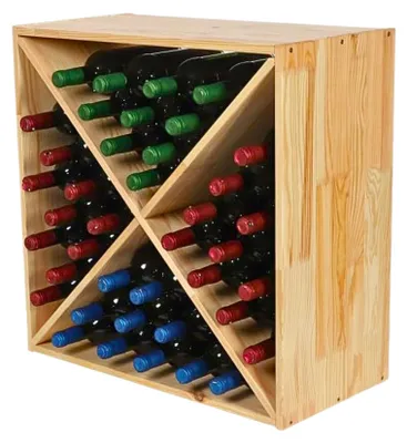 Produktbild von Modulares Weinregal VINCELLAR MOD | HxBxT 60x60x30cm | Kreuz Modul für 40 Flaschen | Massives Kiefernholz | Natur