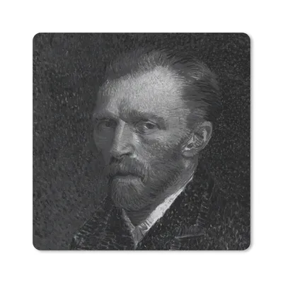 Produktbild von MuchoWow® Mauspad Mousepad Selbstbildnis von Vincent van Gogh - Schwarz - Weiß 20x20 cm - Mousepads - Maus Mat - Pad - Mausunterlage - Desk Mat - Bureauartikeln