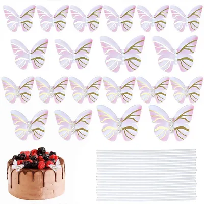 20 Schmetterlingstorten-Topper, 3D-Cupcake-Deko, Geburtstag