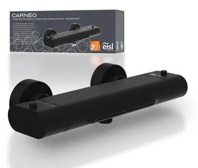 Produktbild von eisl Wannenarmatur CARNEO, Wasserhahn Bad mit Thermostat, Badewannenarmatur Wasserfall, Mischbatterie Badewanne, Schwarz matt
