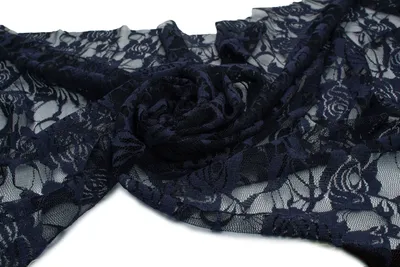 Produktbild von Stretch-Spitze Stoff Navy blau 50 x 150 cm