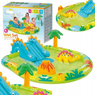 Produktbild von Intex 57166 Aufblasbarer Ovaler Familienpool mit Wasserrutsche