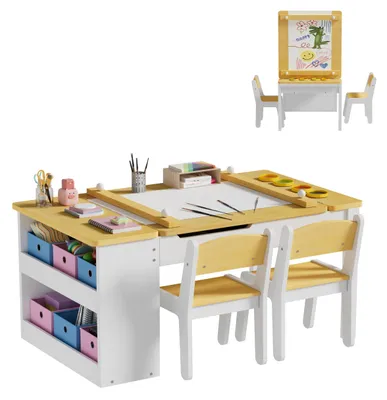 Imagen del producto de Mesa infantil con espacio de almacenamiento y 2 sillas