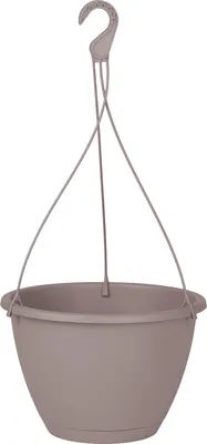 Image de Pot de fleurs suspendu ALGARVE avec soucoupe gris brunâtre d31x18cm