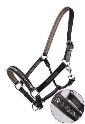 Produktbild von QHP Lederhalfter Lupine grau, QHP17_Gr.:Warmblut