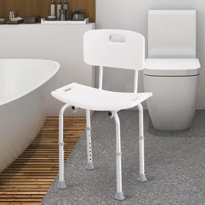 Produktbild von Sweiko Duschstuhl Badehocker Badestuhl Duschhocker Duschsitz Badhilfe höhenverstellbar (Duschstuhl mit Rückenlehne)