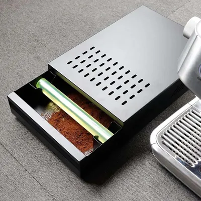 Kaffee-Klopfbox aus Edelstahl, 34,5 x 25 x 8,3 cm, schwarz