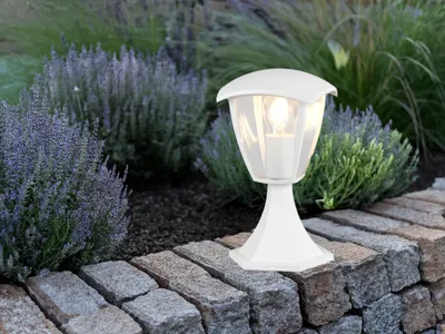 Produktbild von LED Sockelleuchte Außenlampe Wegbeleuchtung Gartenlampe Weiß Landhausstil H:30cm