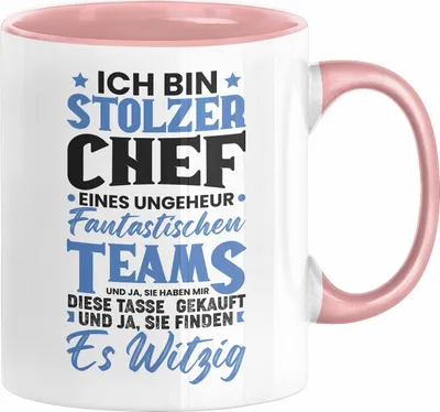 Produktbild von Chef Geschenk Lustig Tasse für Chef vom Team Ich Bin Stolzer Chef Eines Ungeheuer Fantastischen Teams (Rosa)