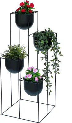 Produktbild von DanDiBo Blumentreppe Metall Schwarz 90 cm Pflanzentreppe mit Topf Innen Indoor Blumenständer 210015 Blumensäule Modern Pflanzenständer Blumenhocker