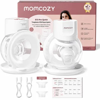 Produktbild von Momcozy Milchpumpe Elektrisch S12 Pro Quick, Freihändig breast pump electric, Tragbare Milchpumpe Elektrisch mit DoubleFit Hybrid-Brusthaube