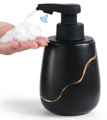 Image de Distributeur de savon automatique avec capteur infrarouge, rechargeable, capacité de 500 ml, couleur noire