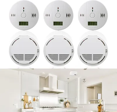 Image de Aopunly Détecteur de CO Lot de 6 détecteurs d'incendie blancs Avertissement de monoxyde de carbone 85 dB avec LED