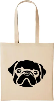 Produktbild von Huuraa Baumwollbeutel MOPS Geschenk Einkaufstasche Natural 10 Liter Baumwolle MOPS Accessoire