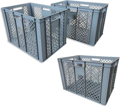 Produktbild von 3x Bäckerkiste Brötchenbox Brotbehälter Konditorenbox Stapelbox Gitterbox EURO-Norm 41cm grau