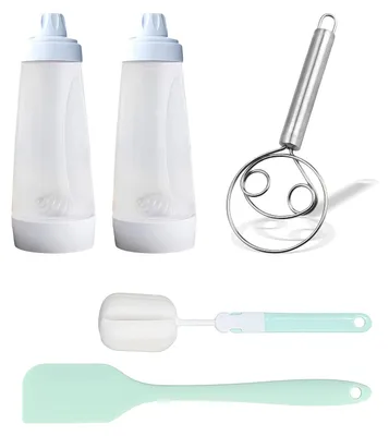 Teigspender-Set 2×1000 ml mit Schneebesen, Spatel & Bürste