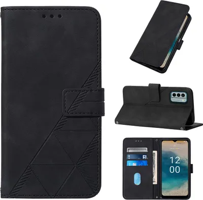 Obrázek produktu pro Flipové kožené pouzdro pro Nokia G22 peněženkový design pouzdro s embosováním, držákem karet a stojánkem černé