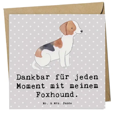 Produktbild von Mr. & Mrs. Panda Grußkarte Foxhound Moment - Grau Pastell - Geschenk, Glückwunschkarte, anlasskarte, faltkarte, Laufhund, Jagdhund, doppelkarte, Klappkarte