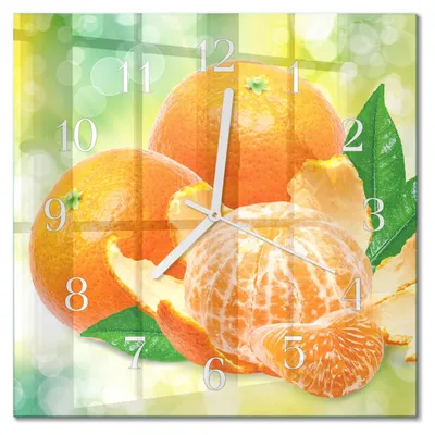 Immagine prodotto di Orologio da parete Tulup Glasuhr, orologio da cucina, vetro vero, 30x30 cm, design moderno e decorativo, silenzioso, lancette bianche, sfondo arancione