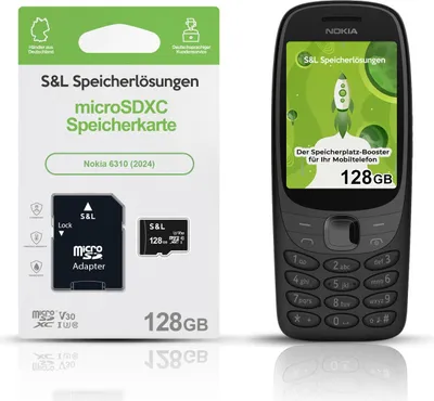 Produktbild von microSD Speicherkarte S&L für Nokia 6310 (2024) - Speicherkapazität: 128 GB