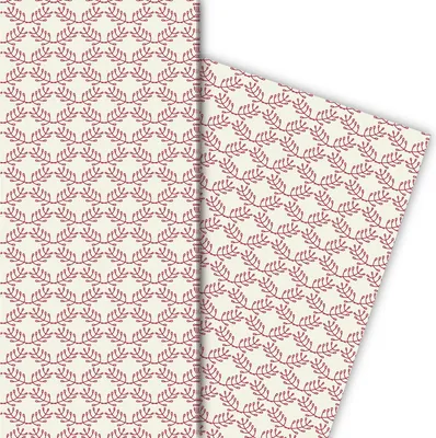 Produktbild von Elegantes Geschenkpapier mit floralem Muster in rot - G6281, 32 x 48cm